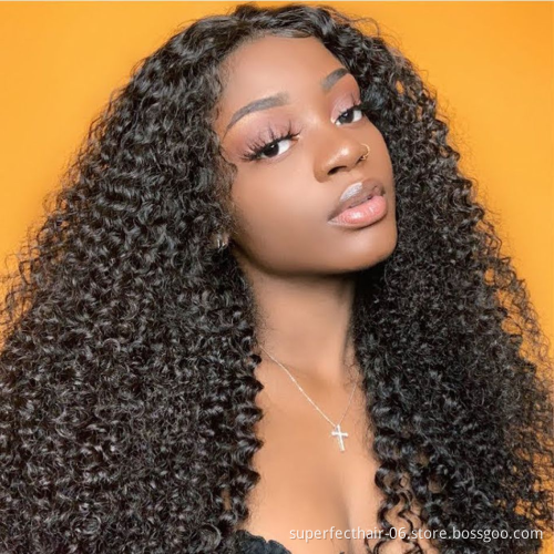 100% Brazilian 12 inch-30 inch Human Hair Wig Transparent Swiss lace wig,Kinky Curly Cuticle Aligned Lace Front Wig